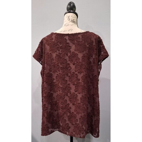 EUC 14th and Union Burgundy Embroidered Blouse/Sz. 3X - Picture 2 of 6